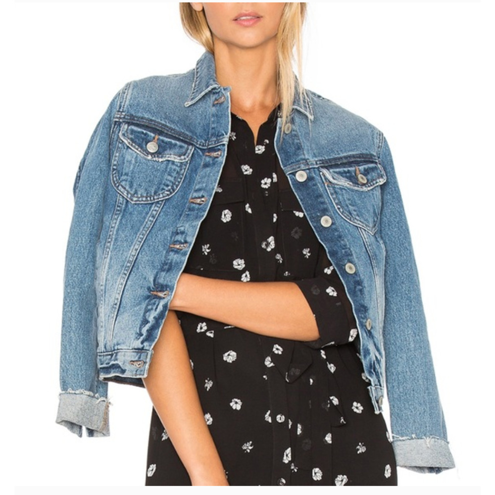 Tularosa Tamsen Distressed Denim Jacket Blue Medium Revolve EUC